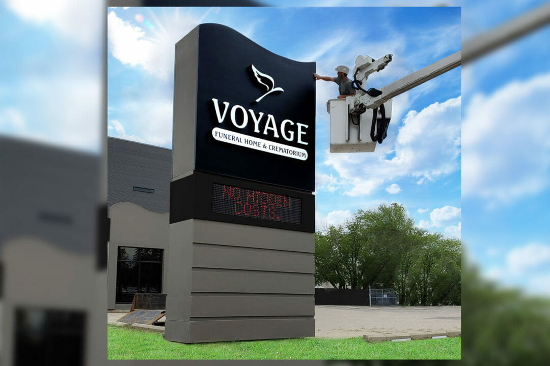 voyage funeral home & construction - advance signs and awnings