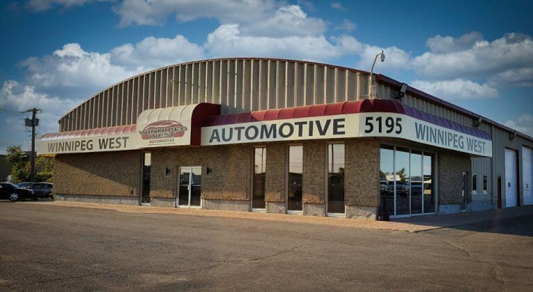 large commercial awning sign for Winnipeg West Automotive